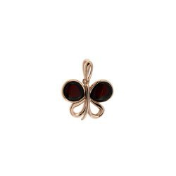 Silver pendant with amber - butterfly