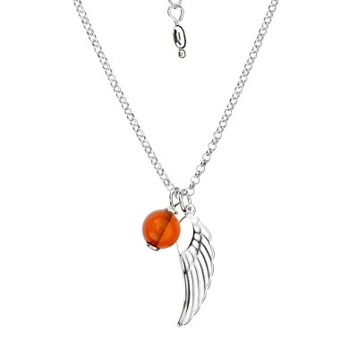 Silver necklace with amber