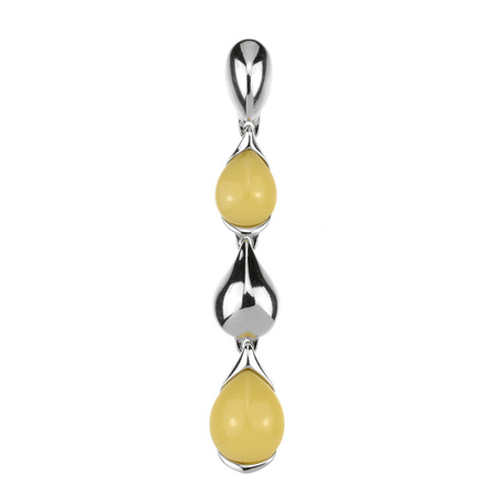 Silver pendant  with ambe