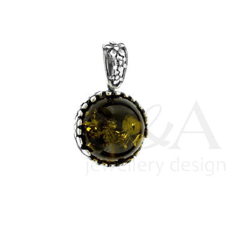 Silver pendant with amber