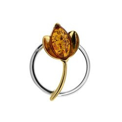 Silver pendant with amber