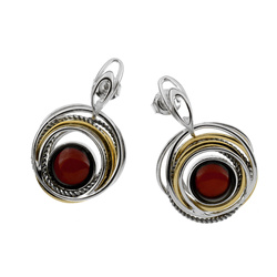 Silver earrings with amber