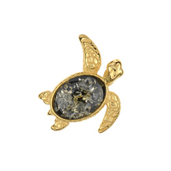 Wisiorek srebrny z bursztynem - żółw