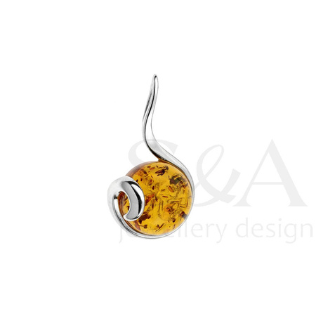 Silver pendant with amber