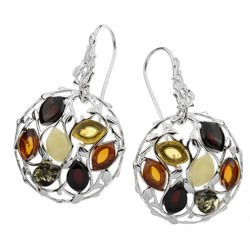 Silver earrings with amber