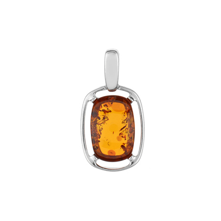 Silver pendant with amber