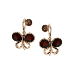 Silver earrings with amber - butterflies
