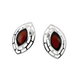 Kolczyki srebrne z bursztynem