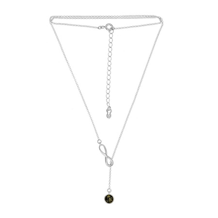 Silver necklace with amber