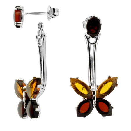 Silver earrings with amber