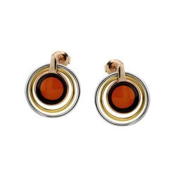 Silver earrings with amber