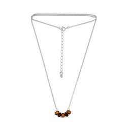 Silver necklace with amber