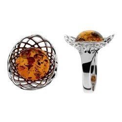 Pierścionek srebrny z bursztynem