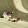 Silver earrings with amethyst and quartz