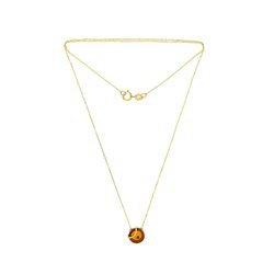 Gold unique necklace with amber