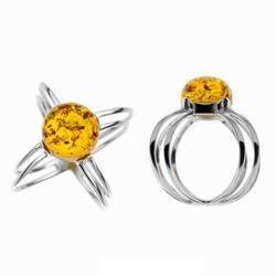 Silver ring with amber