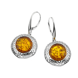 Silver earrings with amber