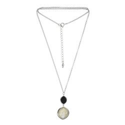 Silver necklace with agate and quartz