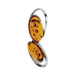 Silver pendant with amber