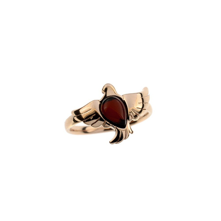 Silver ring with amber -  dove